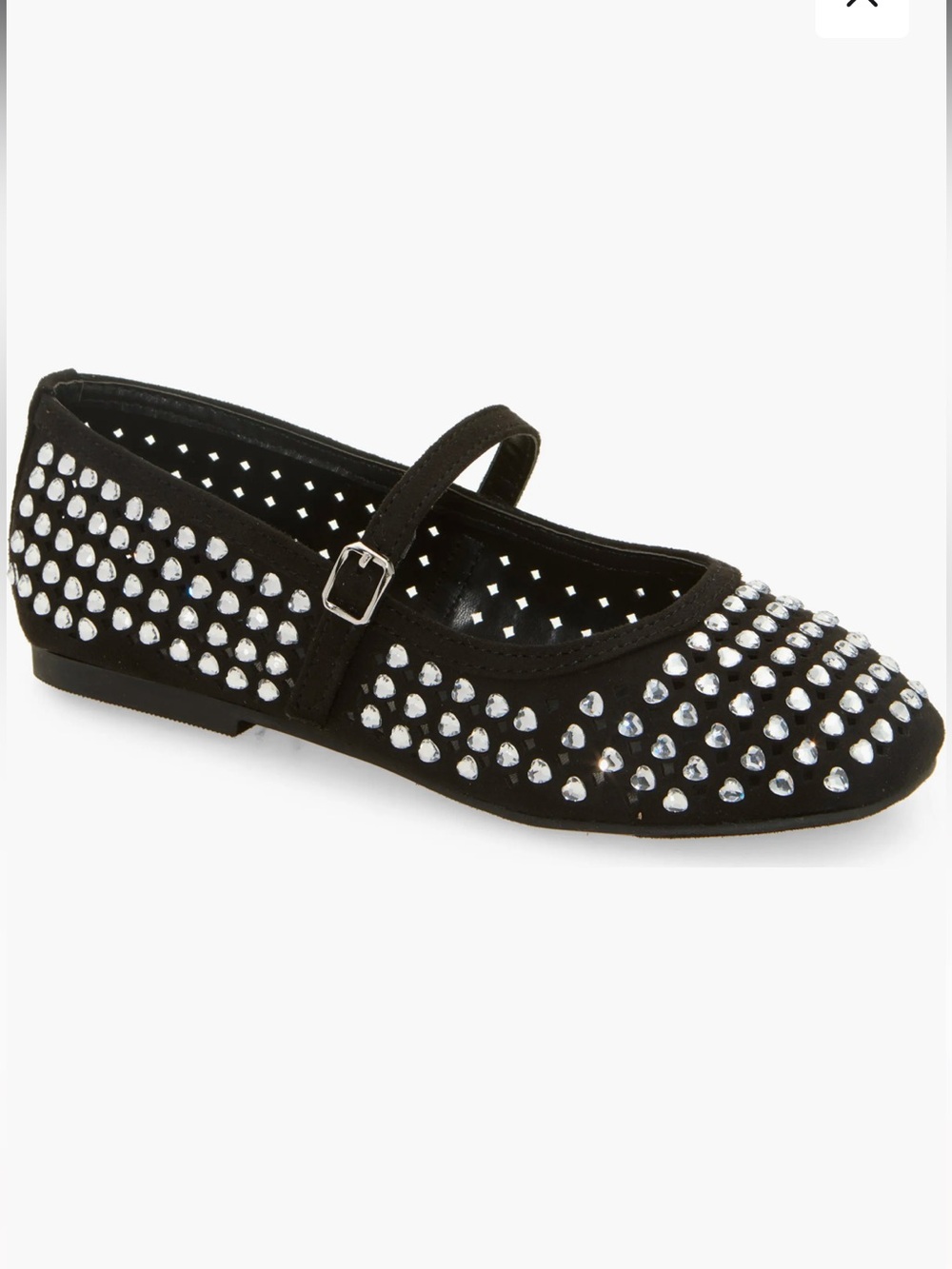 NWT Nordstrom Kids Farrah Jeweled Mary Jane Black Flats